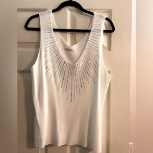 White rhinestone embellished tank top